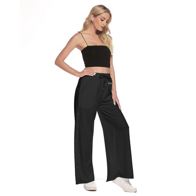 Bay Black Women's Side Slit Snap Button Pants